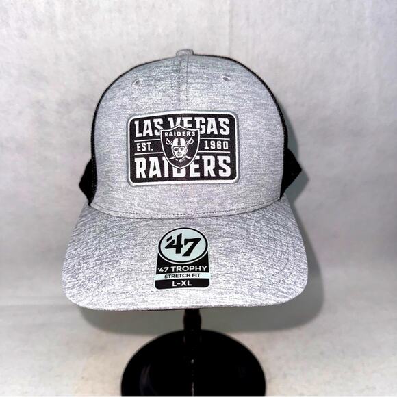 NWT Las Vegas Raiders NFL Forty-Seven Motivator ‘47 Trophy Grey & Black Large/XL - Picture 1 of 6
